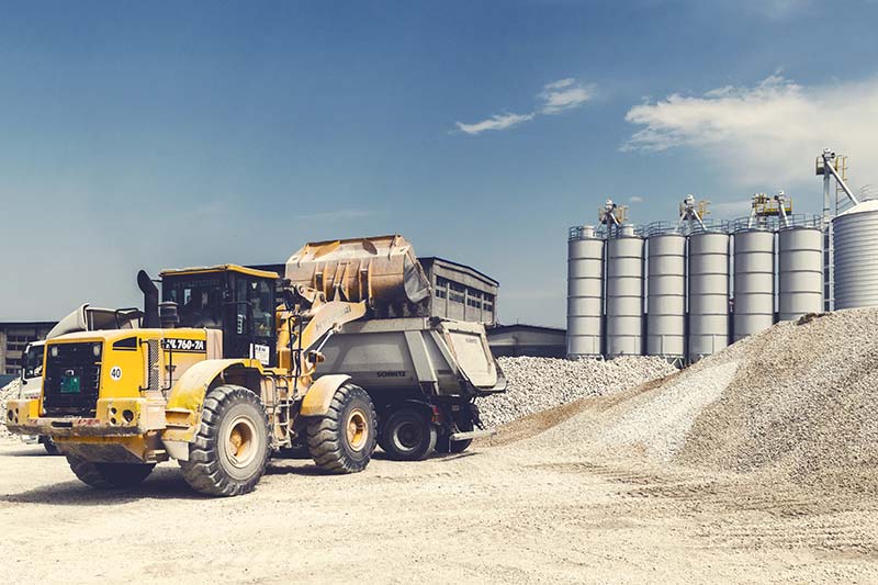 construction truck leaving a construction site